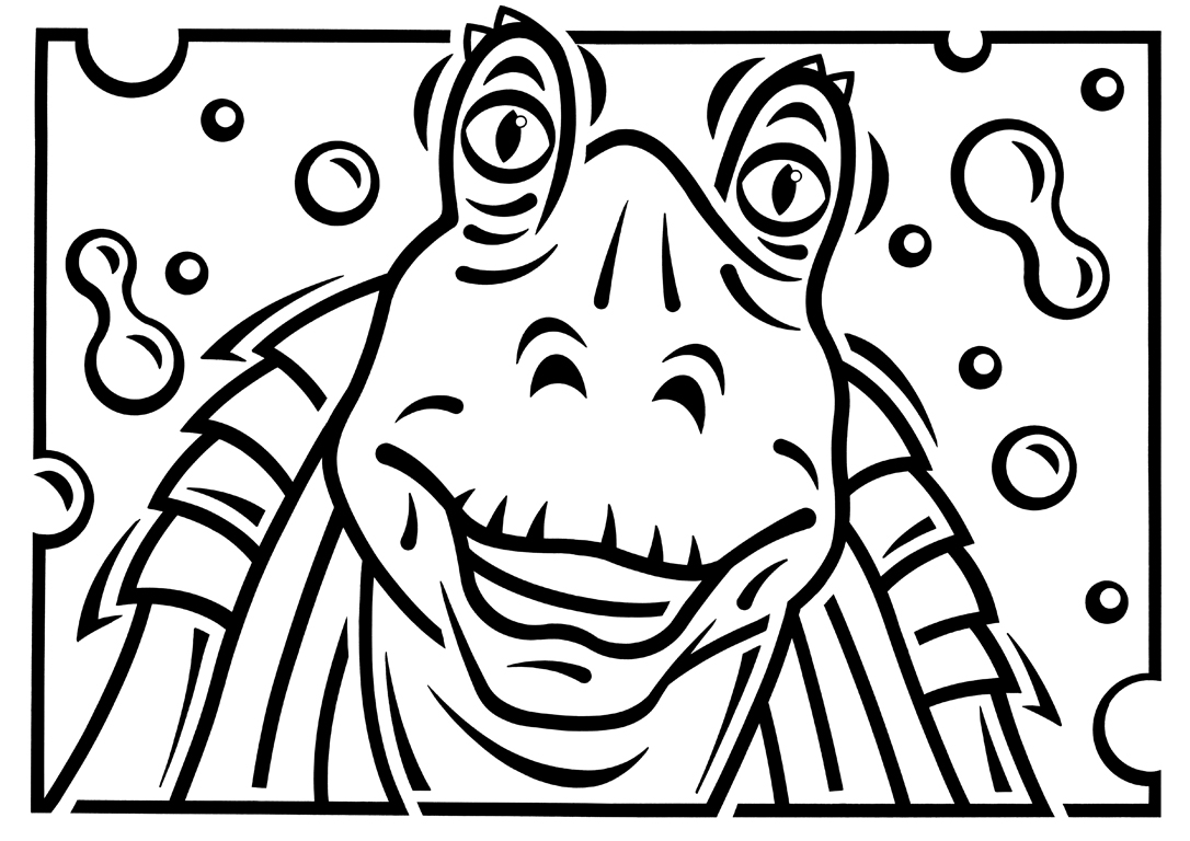 1086x768 Jar Jar Binks Coloring Pages.