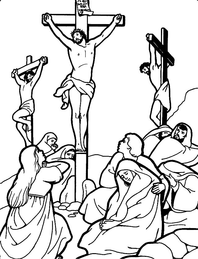 Jesus Coloring Crucifixion Christ Printable Drawing Pages Kids Easy