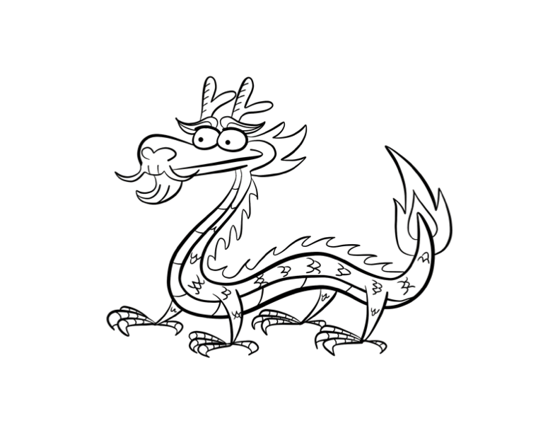 792x612 Chinese Water Dragon Coloring Page.