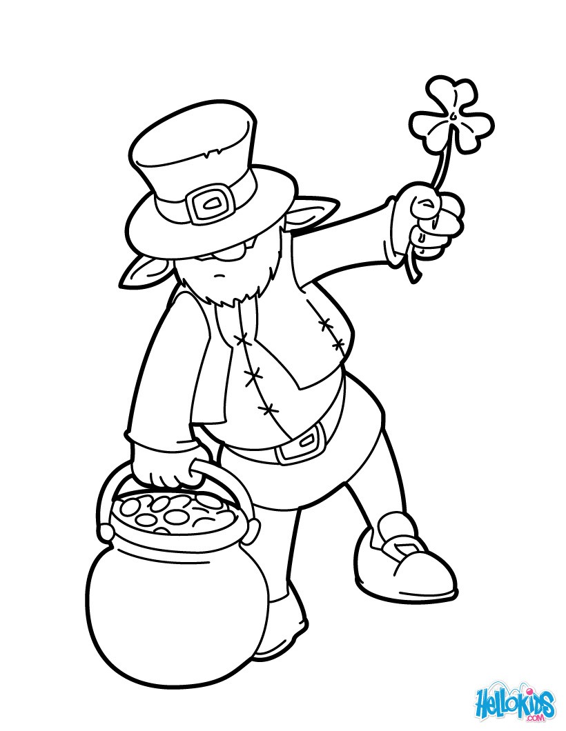 Leprechaun Pot Of Gold Coloring Page at GetDrawings | Free download