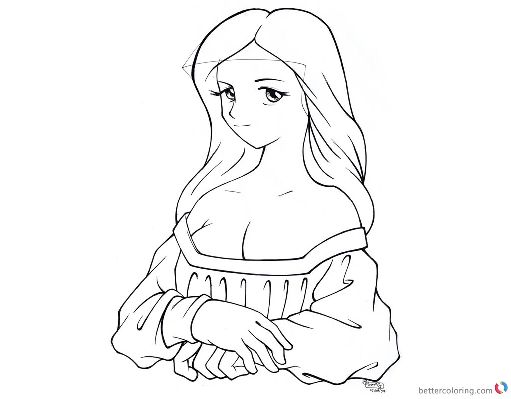 New Coloring Pages: Mona Lisa Coloring Page Easy / Mona Lisa Tile / You
