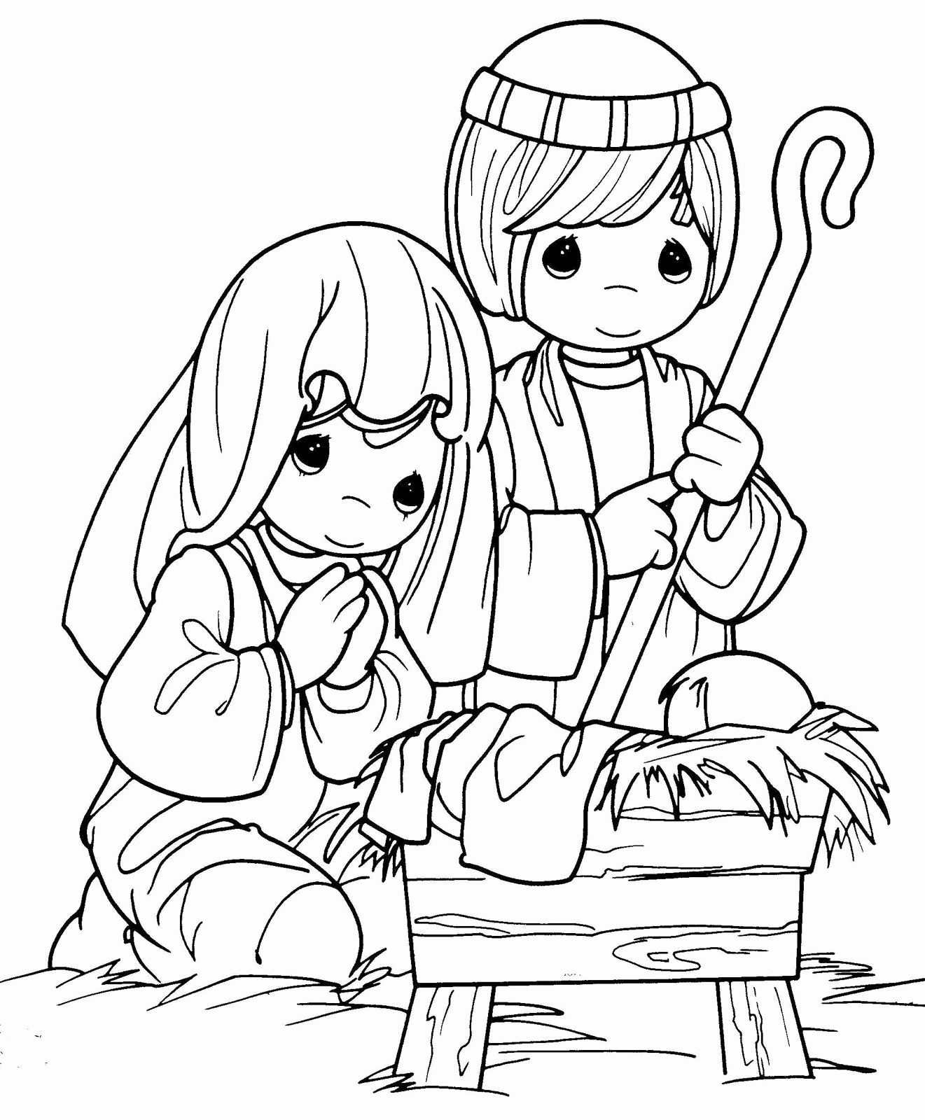 Mary and Joseph and baby Jesus coloring page