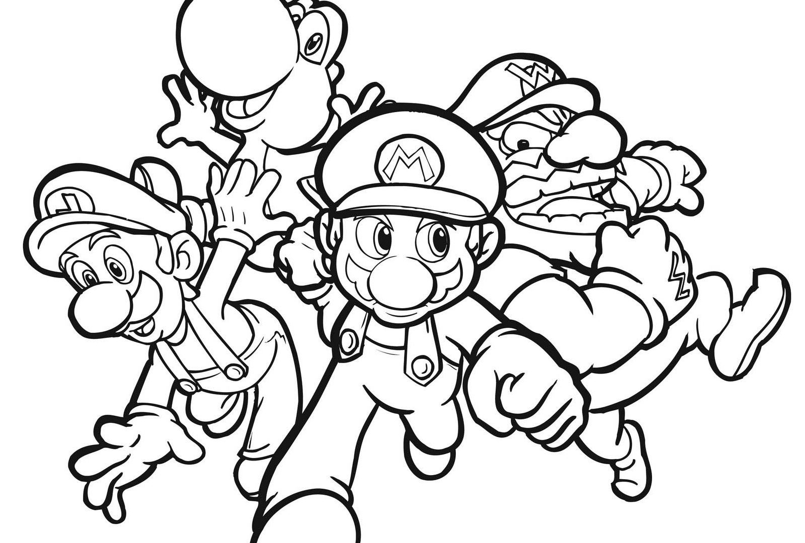 Mario luigi yoshi wario coloring pages