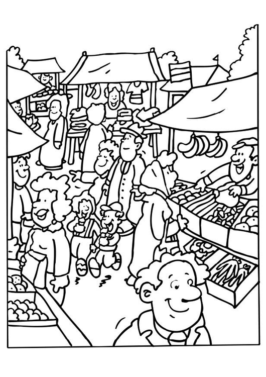 Market Coloring Page at GetDrawings | Free download