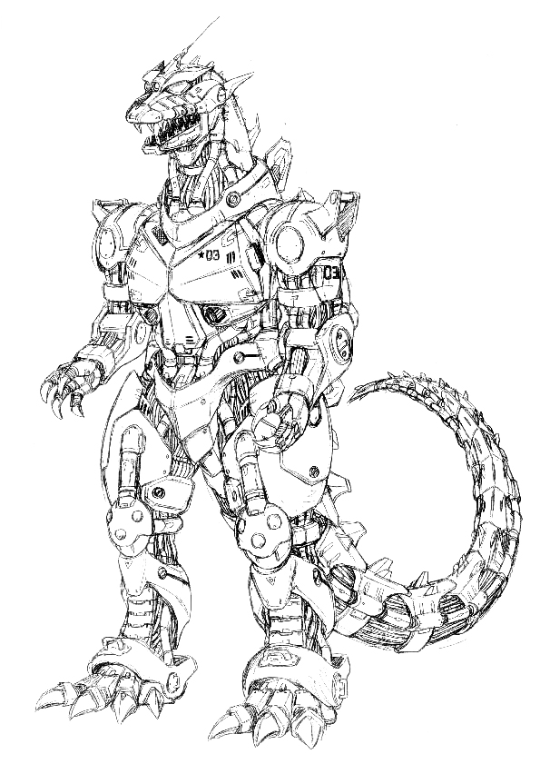 275 Simple Mechagodzilla Coloring Pages with Animal character