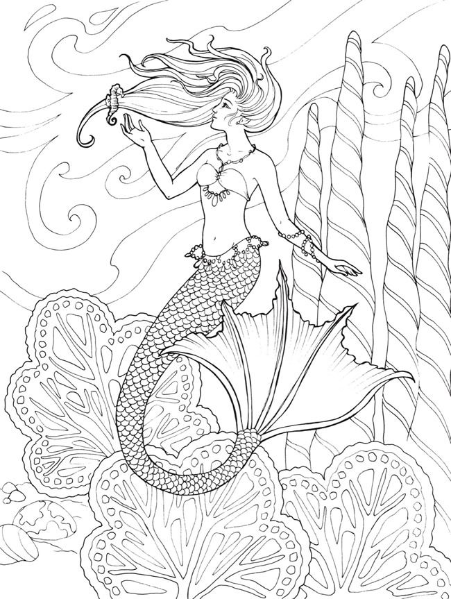 Mermaid Adult Coloring Pages at GetDrawings | Free download