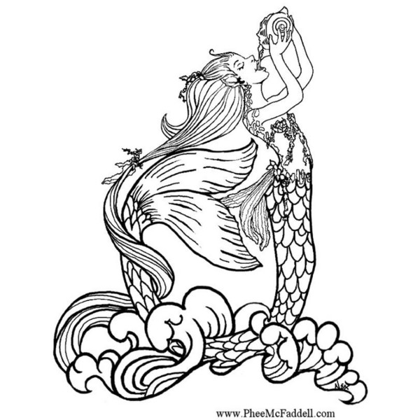Mermaid Coloring Pages Realistic at GetDrawings | Free download