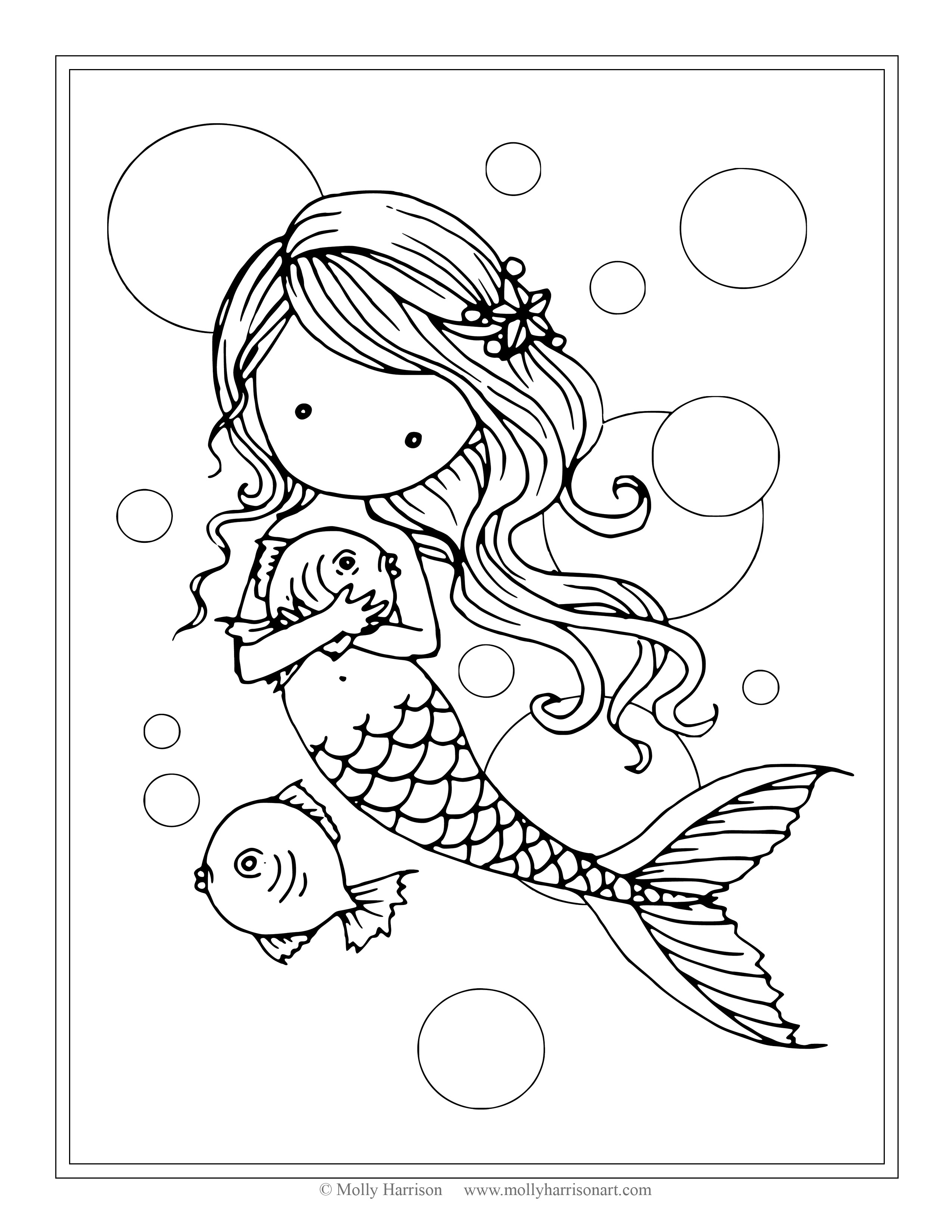 Mermaid Coloring Pages Realistic at GetDrawings   Free download
