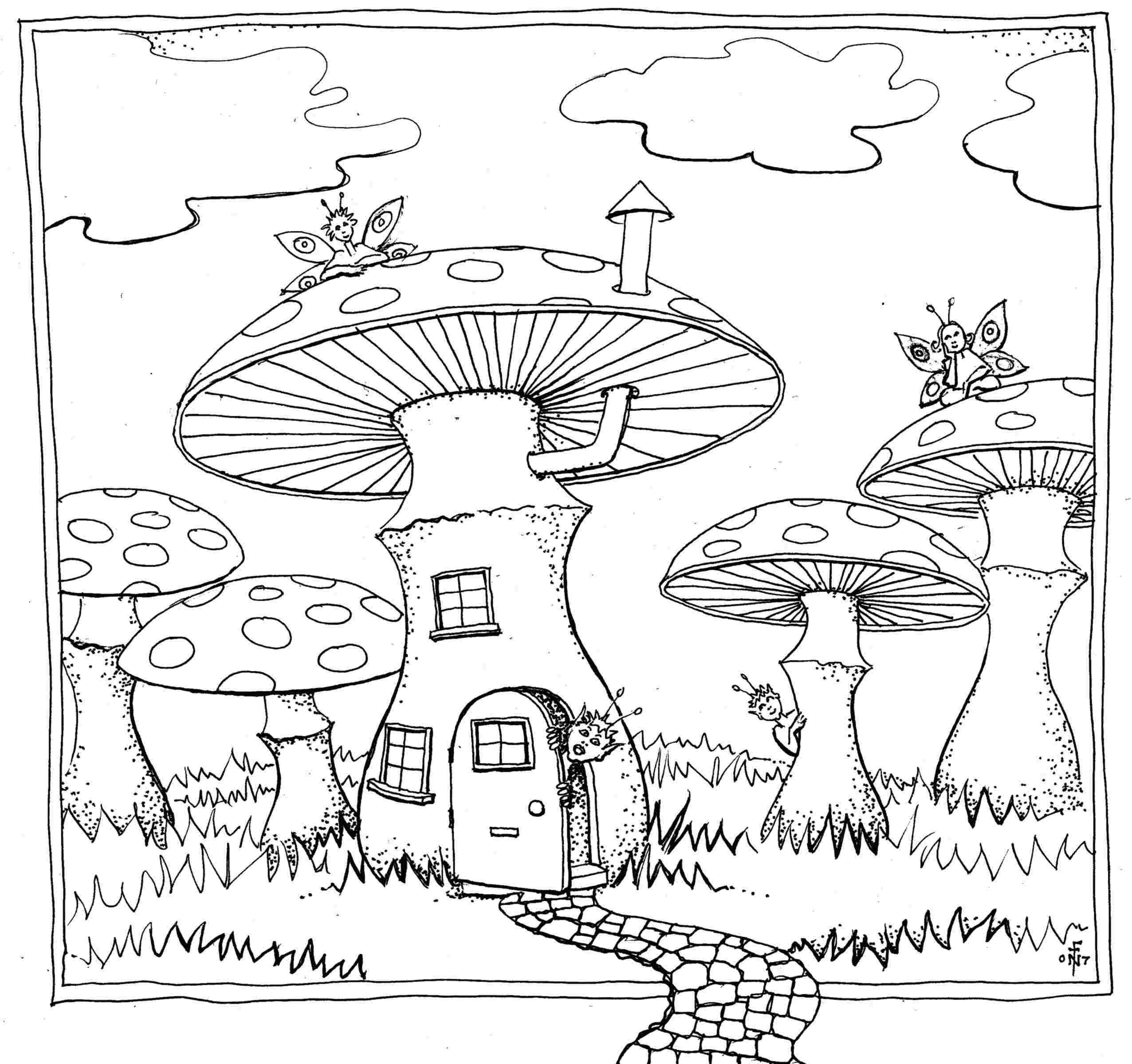Printable Mushroom Coloring Pages For Adults Mushrooms Coloring Book