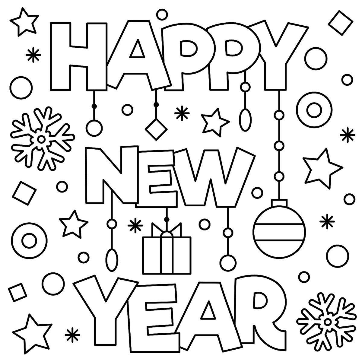 New Year Coloring Pages For Kids at GetDrawings | Free download