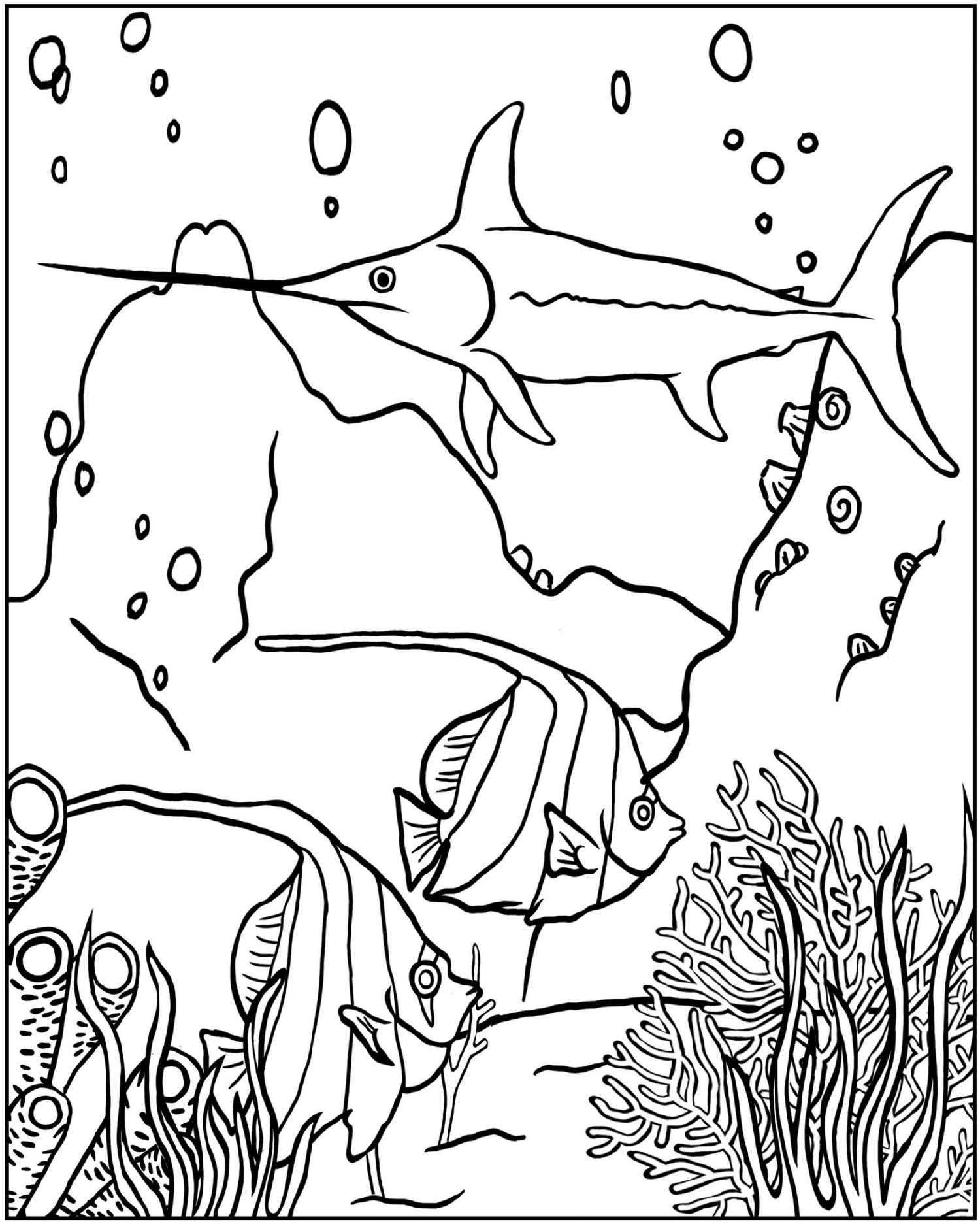 Рисунок на тему подводное царство раскраска простой