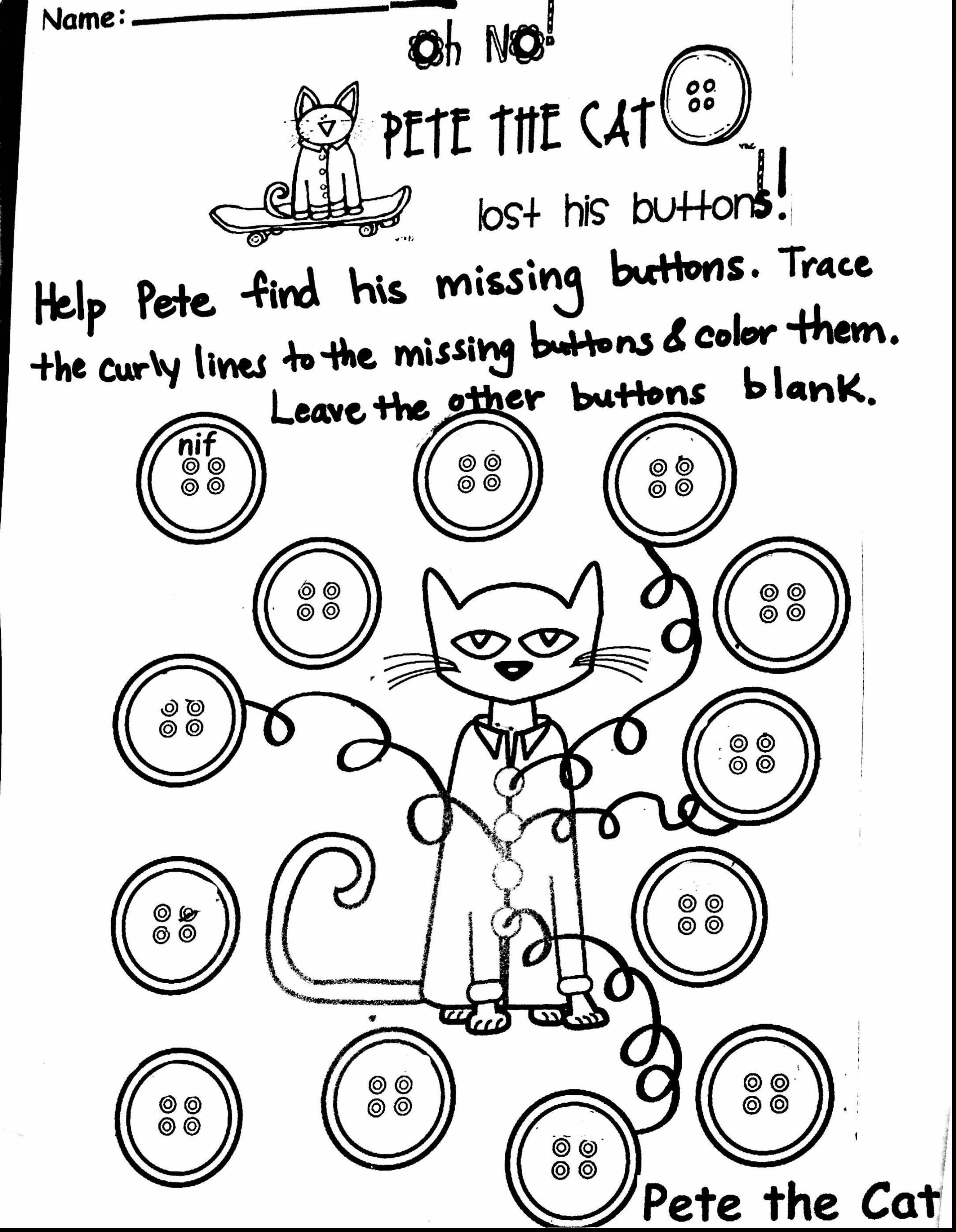 Pete The Cat And His Four Groovy Buttons Sketch Coloring Page