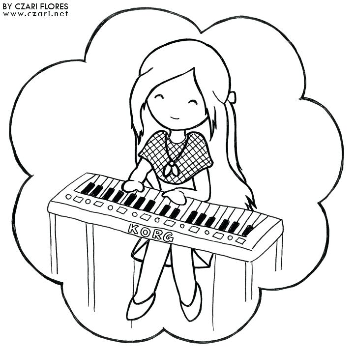 Mozart Playing Piano Coloring Coloring Pages