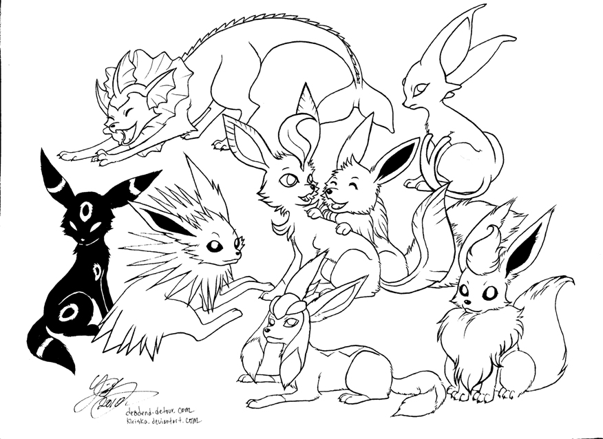 501 Unicorn Printable Eevee Evolutions Coloring Pages with Printable