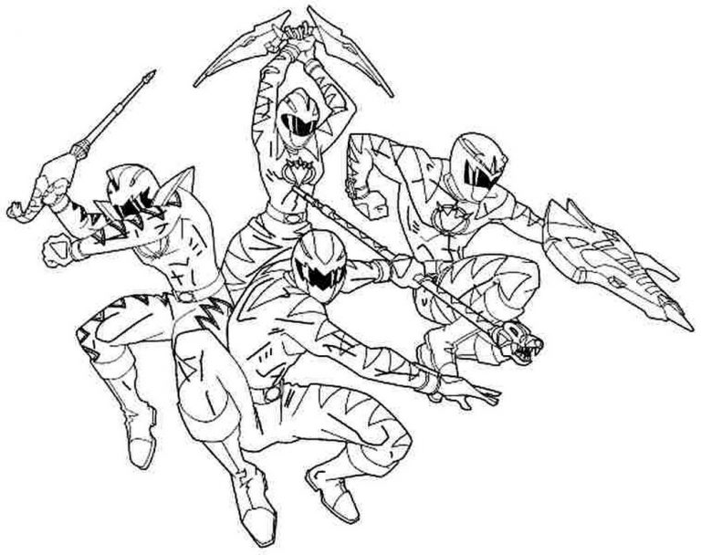 Simple Power Rangers Dino Charge Coloring Pages To Print for Kindergarten