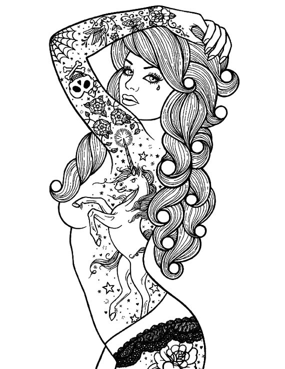 570x738 Punk Coloring Pages Adult Coloring Pages Punk Girl Pinteres.