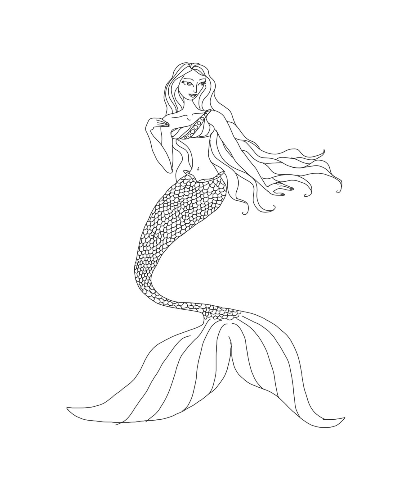 Real Mermaid Coloring Pages at GetDrawings | Free download