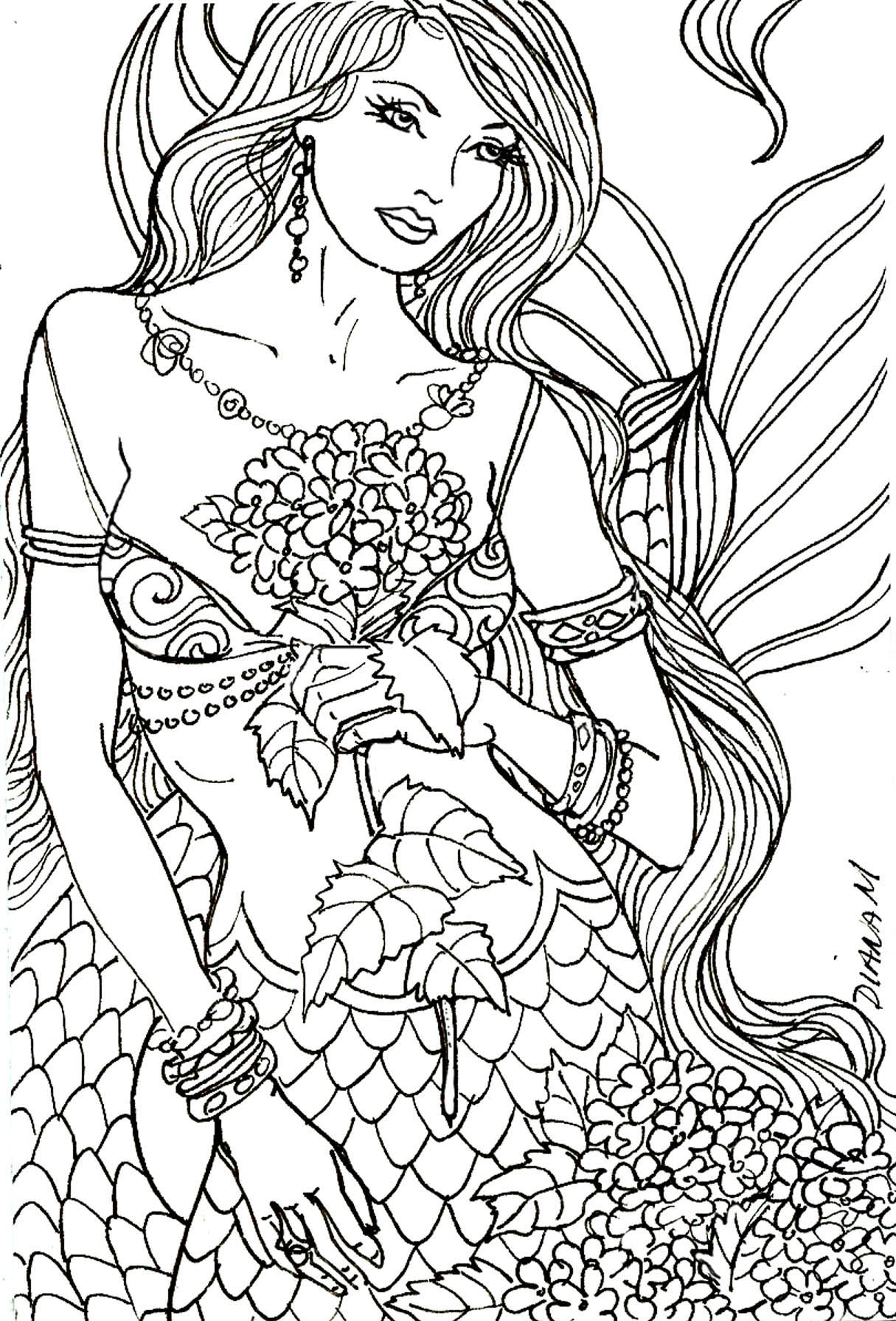 realistic-mermaid-coloring-pages-at-getdrawings-free-download