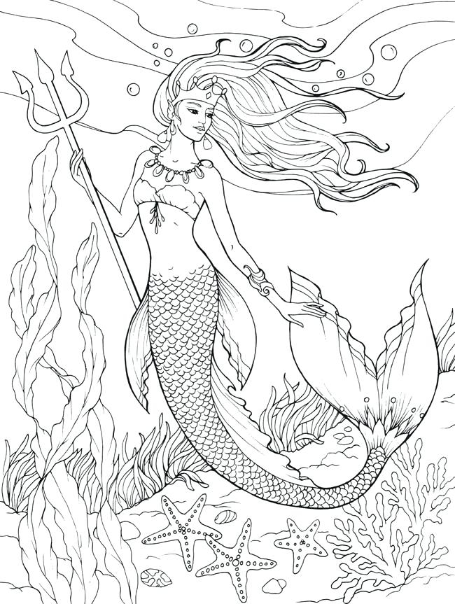 Realistic Mermaid Coloring Pages | Coloring Page