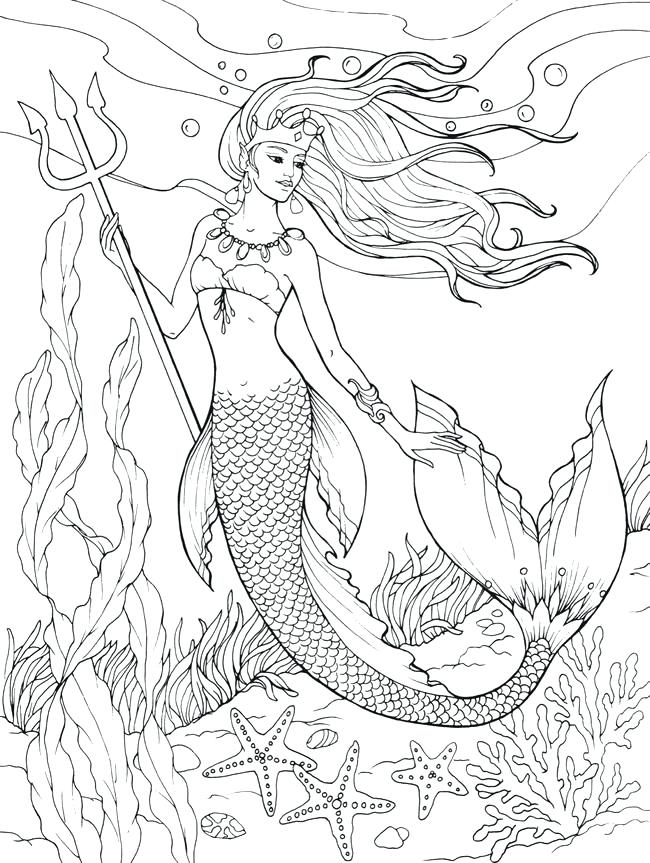 Realistic Easy Mermaid Coloring Pages Goimages Talk