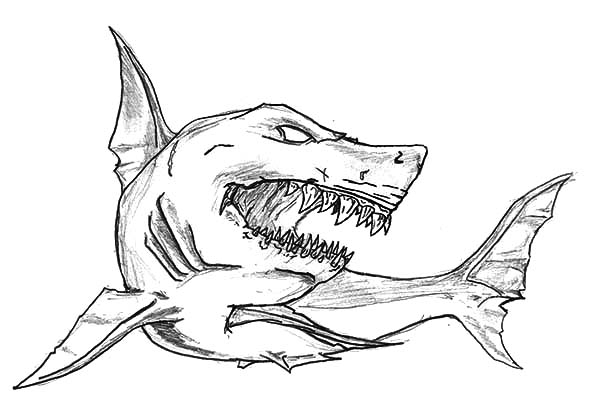 Scary Shark Coloring Pages At Getdrawings Free Download