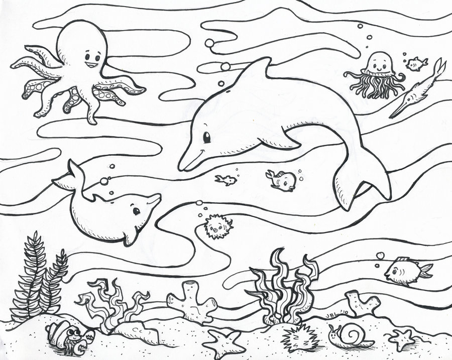 Sea creatures coloring pages vk