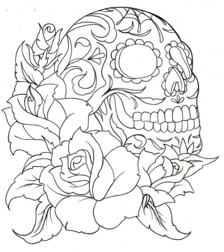 Skull And Rose Coloring Pages At Getdrawings Free Download