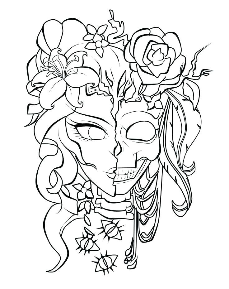 Skull And Rose Coloring Pages at GetDrawings | Free download