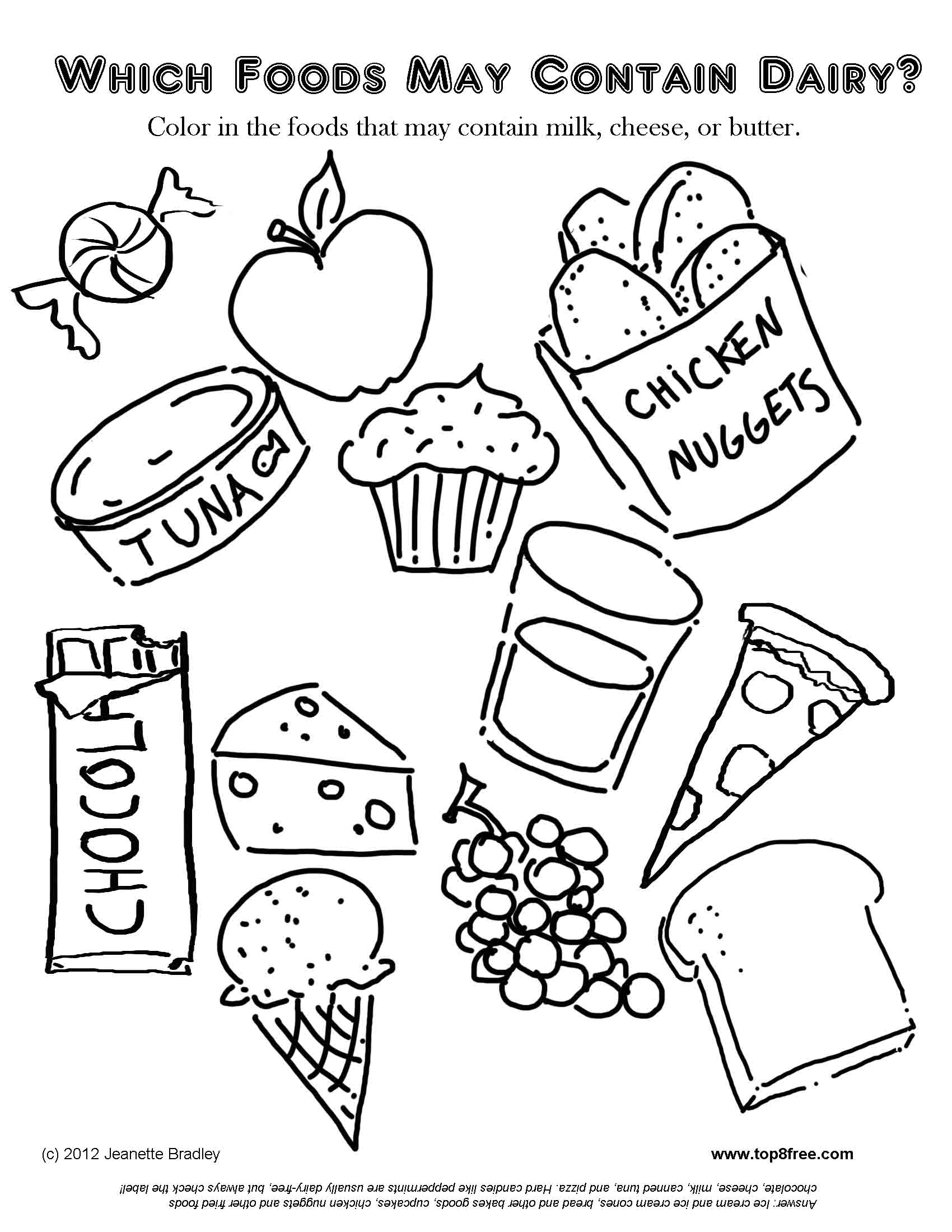 Snack food coloring pages