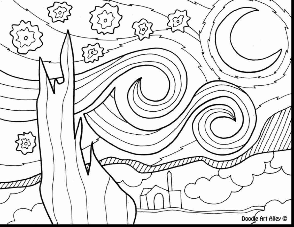 Starry Night Coloring Page at GetDrawings | Free download