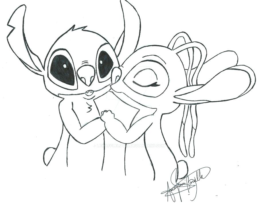 Angel Adorable Stitch Coloring Pages   Stitch & Angel hugging   Lilo ...