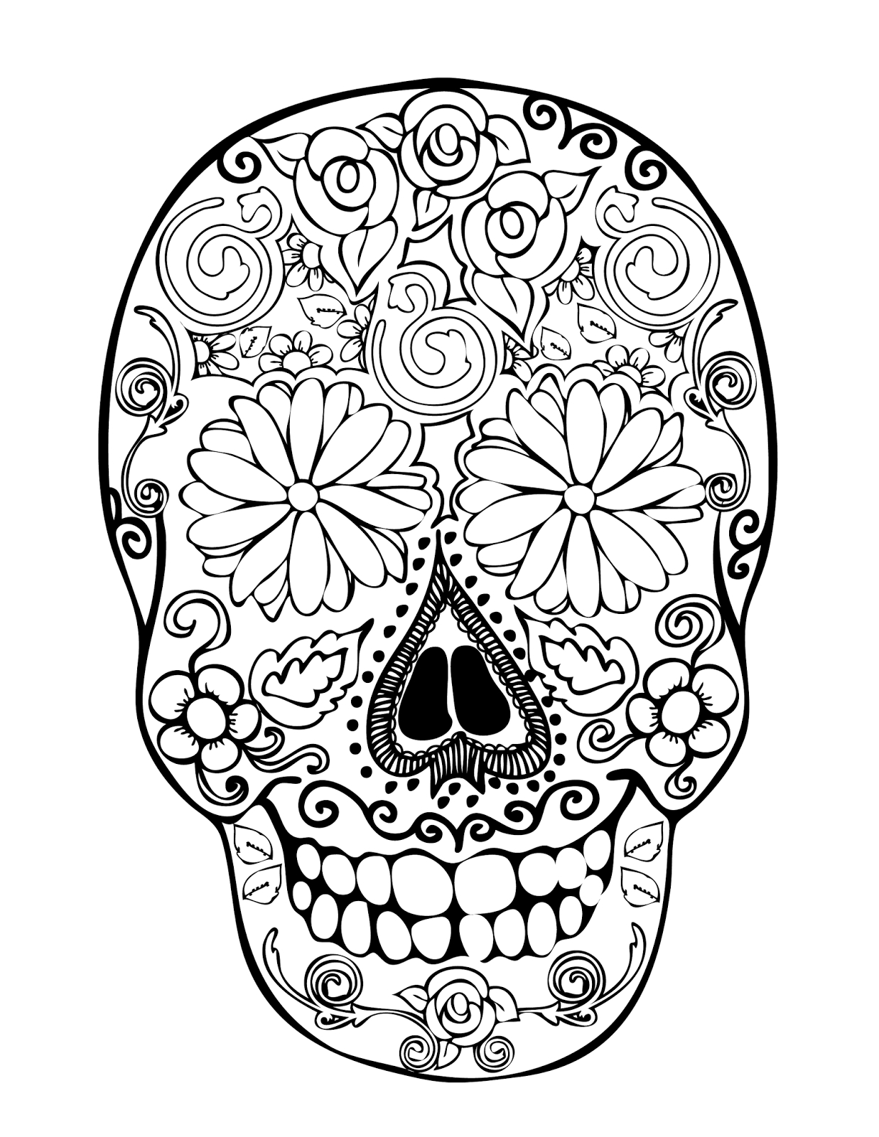 664 Simple Sugar Skull Cat Coloring Pages with disney character