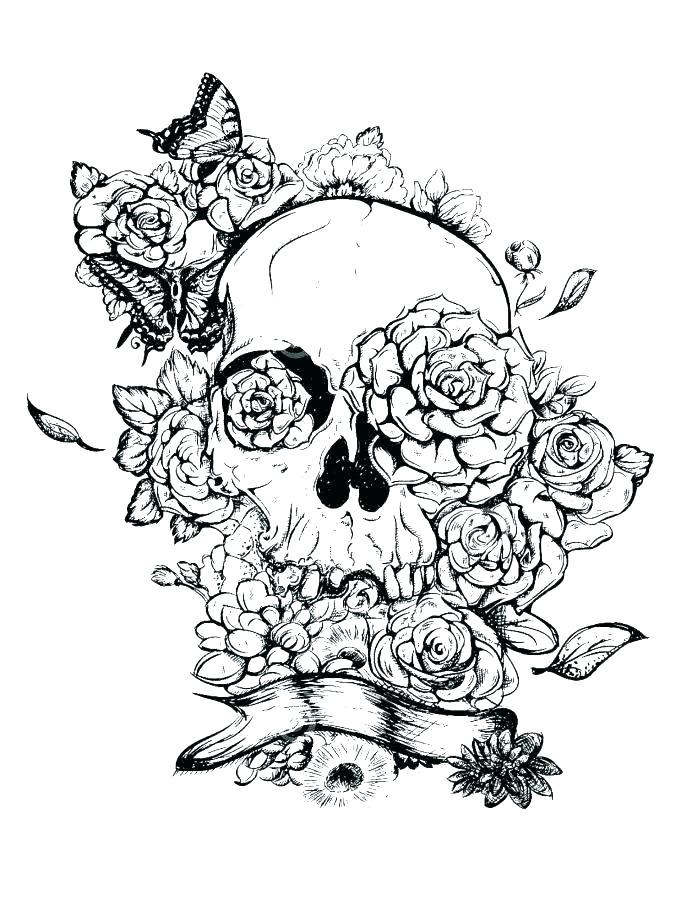 coloring pages of girls in skull mackup