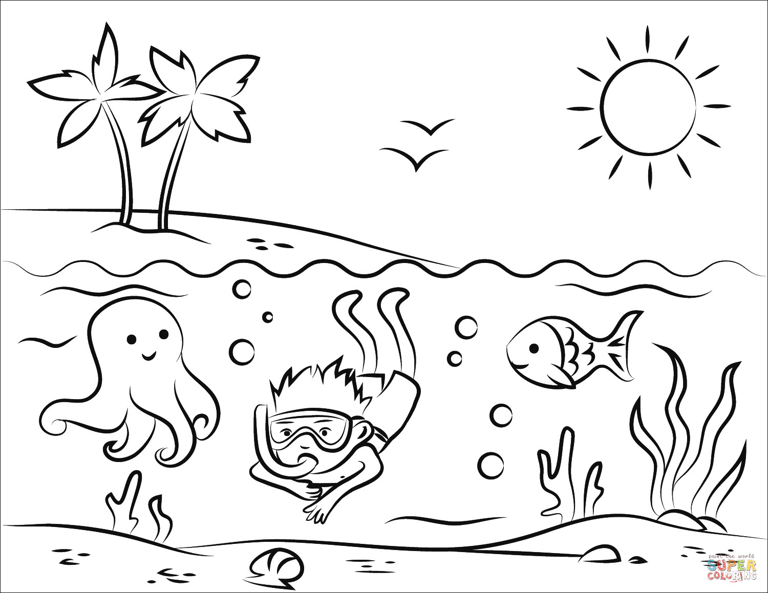 Summer Beach Coloring Pages at GetDrawings | Free download