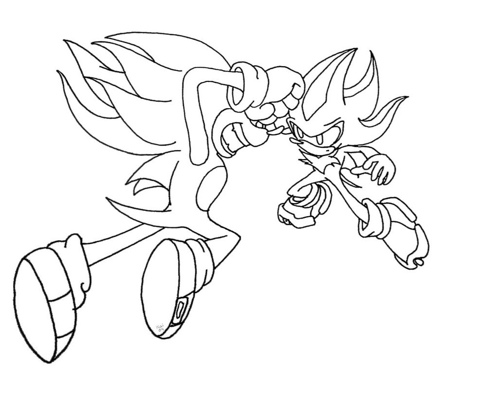 989x807 Super Sonic Vs Super Shadow Coloring Pages.
