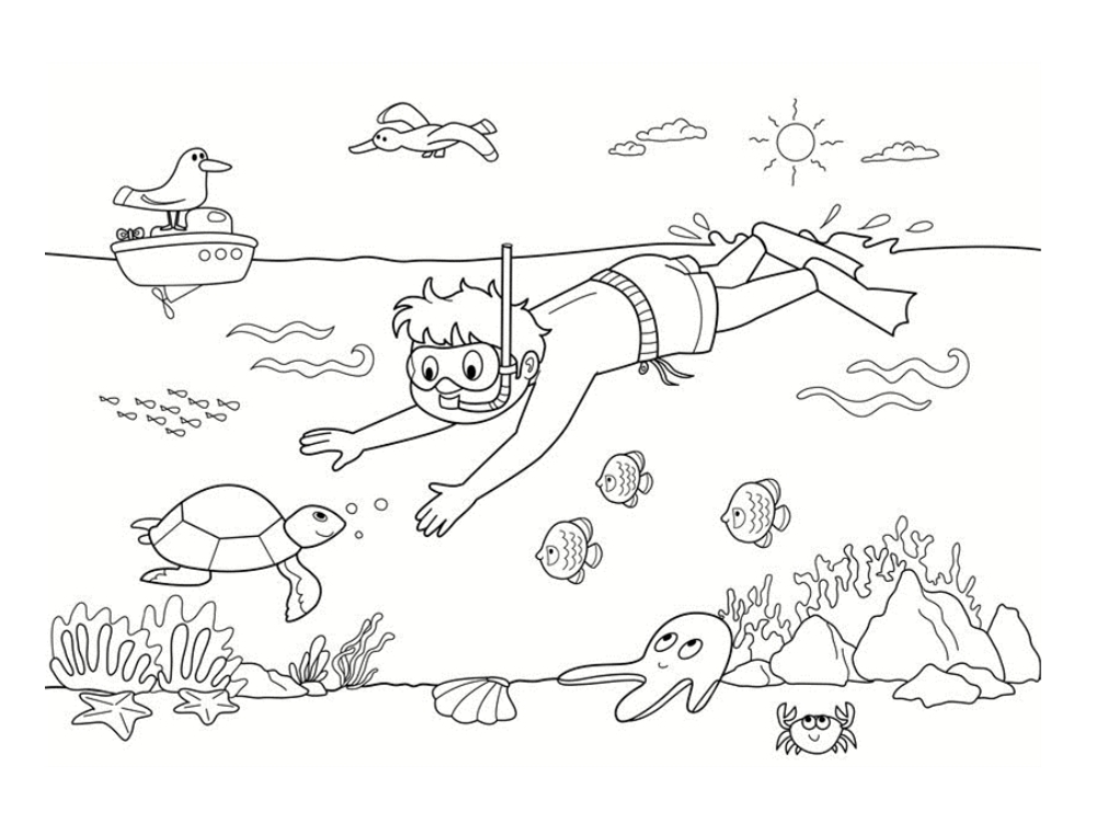 Coloring Swimming Cute Pages Swim Printable Bear Float Snake Bears Colouring Summer Clipart