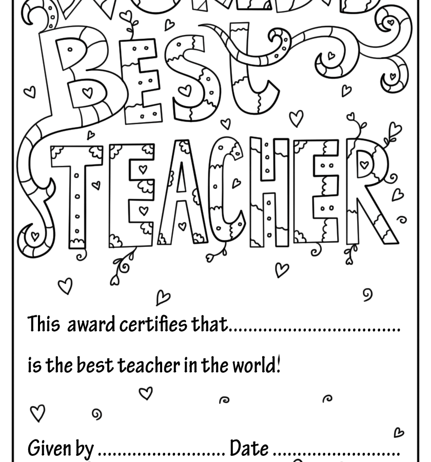 Teacher Appreciation Coloring Pages At Getdrawings 