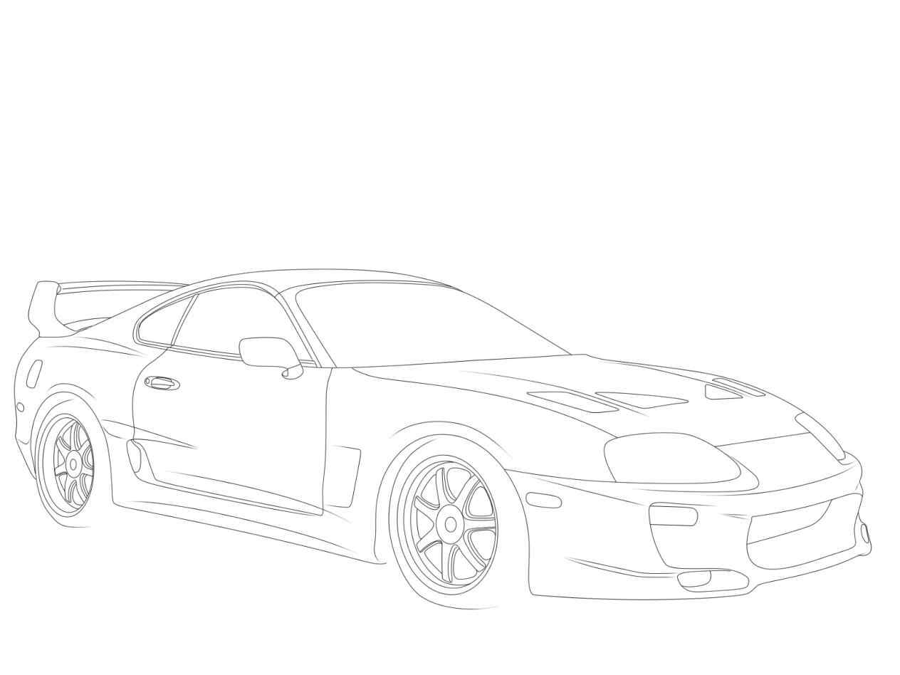 Toyota Supra Drawing Sketch Coloring Page