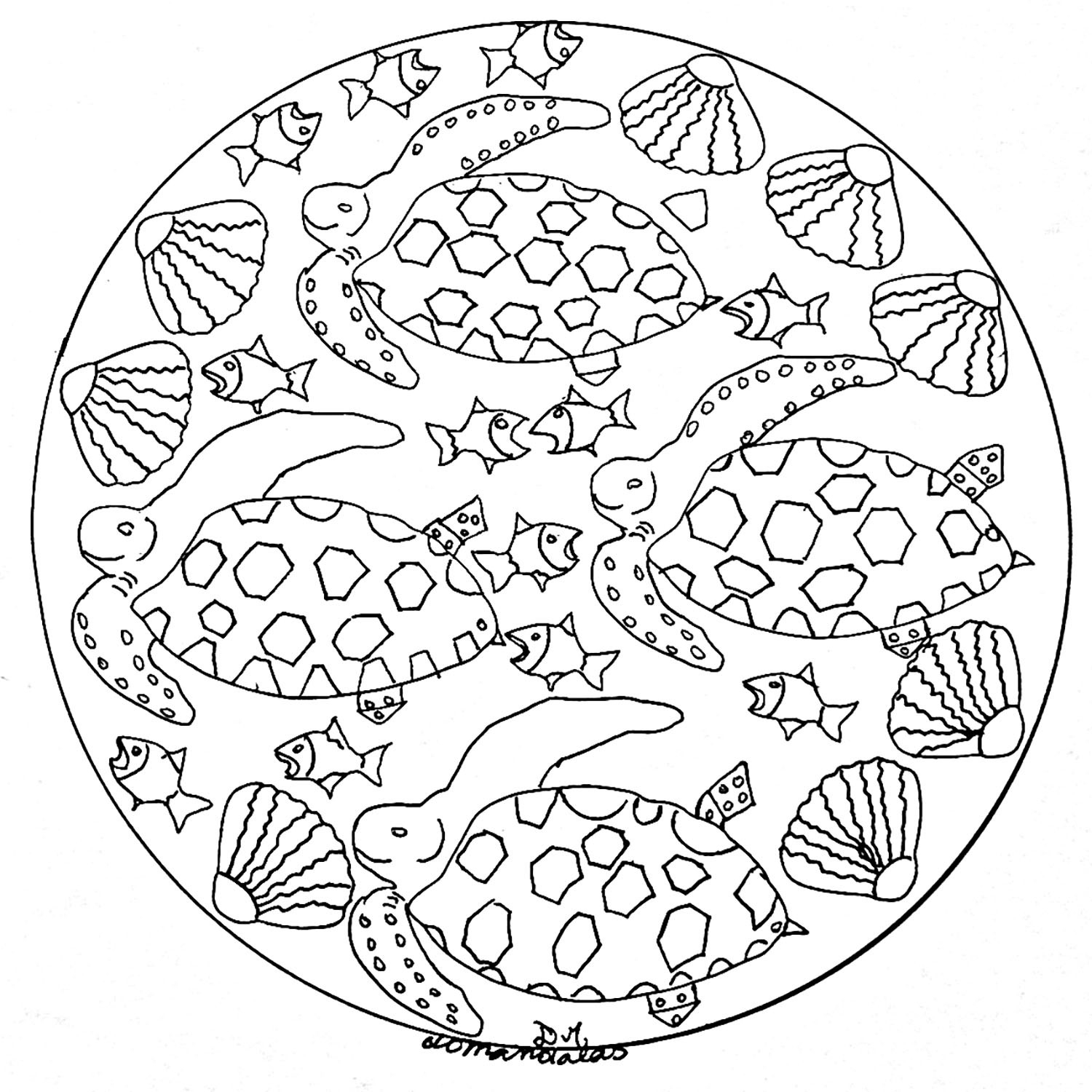 Printable Coloring Pages Turtle Mandala - Animal Coloring Pages Sea