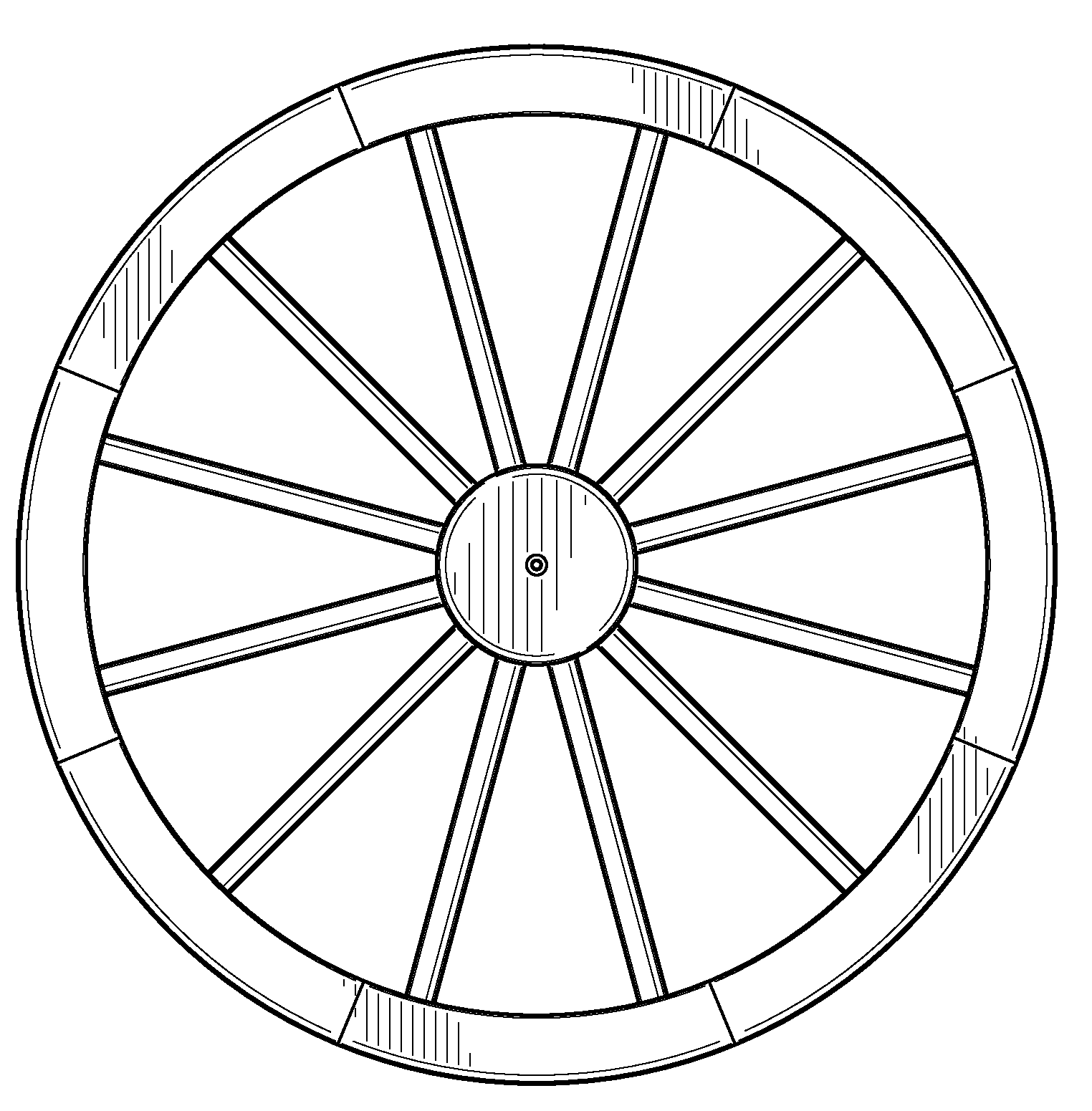 Wagon Coloring Wheel Drawing Covered Line Pattern Sketch Template Getdrawin...