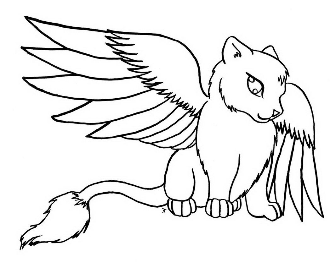 Winged Cat Coloring Pages at GetDrawings | Free download