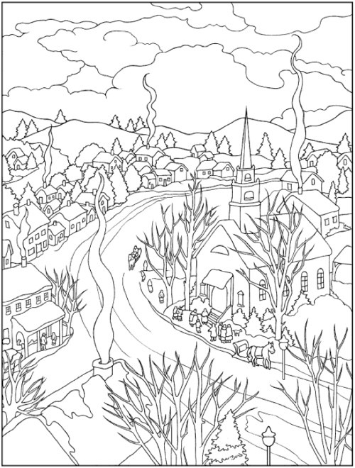 Winter Scene Drawing at GetDrawings | Free download