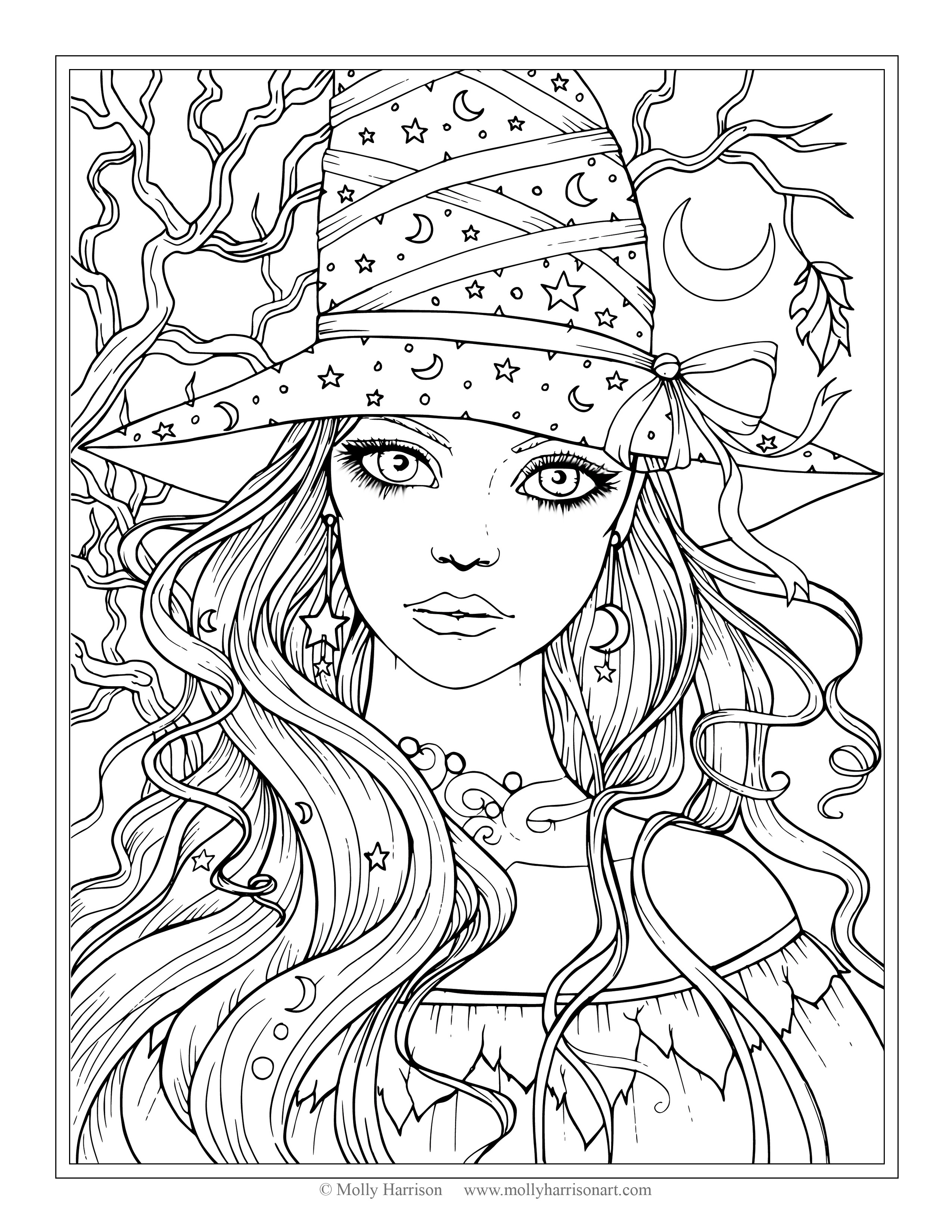 Witch Face Coloring Pages at GetDrawings Free download