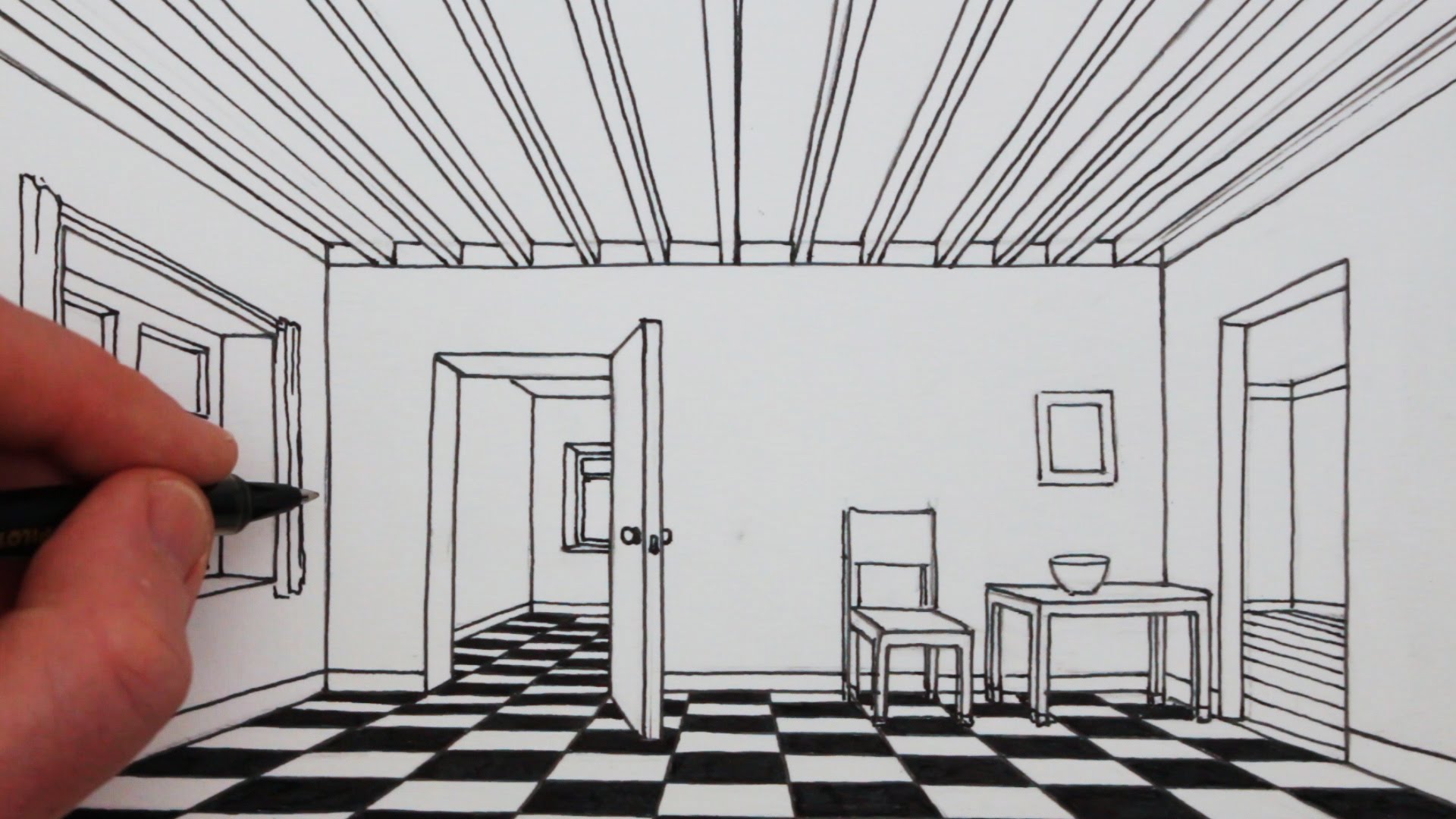 1 Point Perspective Room Drawing at GetDrawings | Free download