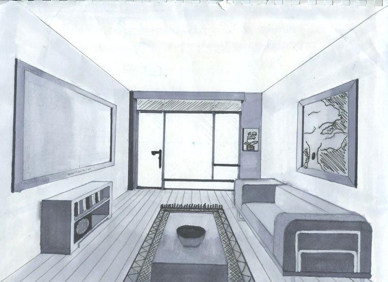 Living Room In One Point Perspective