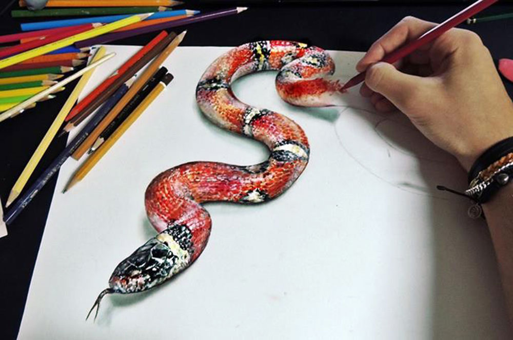3d Snake Drawing at GetDrawings | Free download
