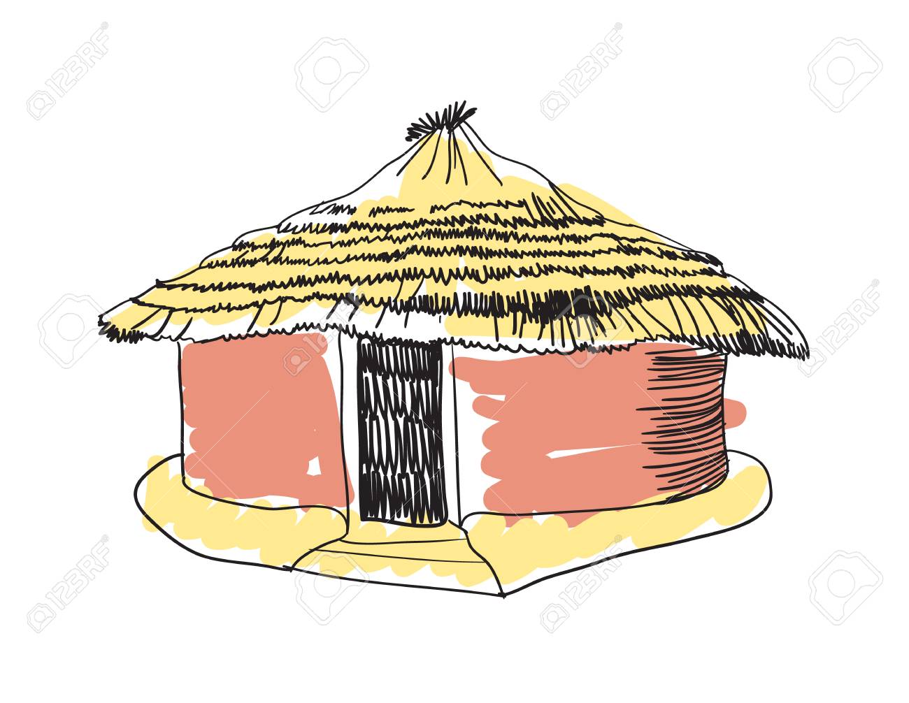 African Hut Drawing At Getdrawings 