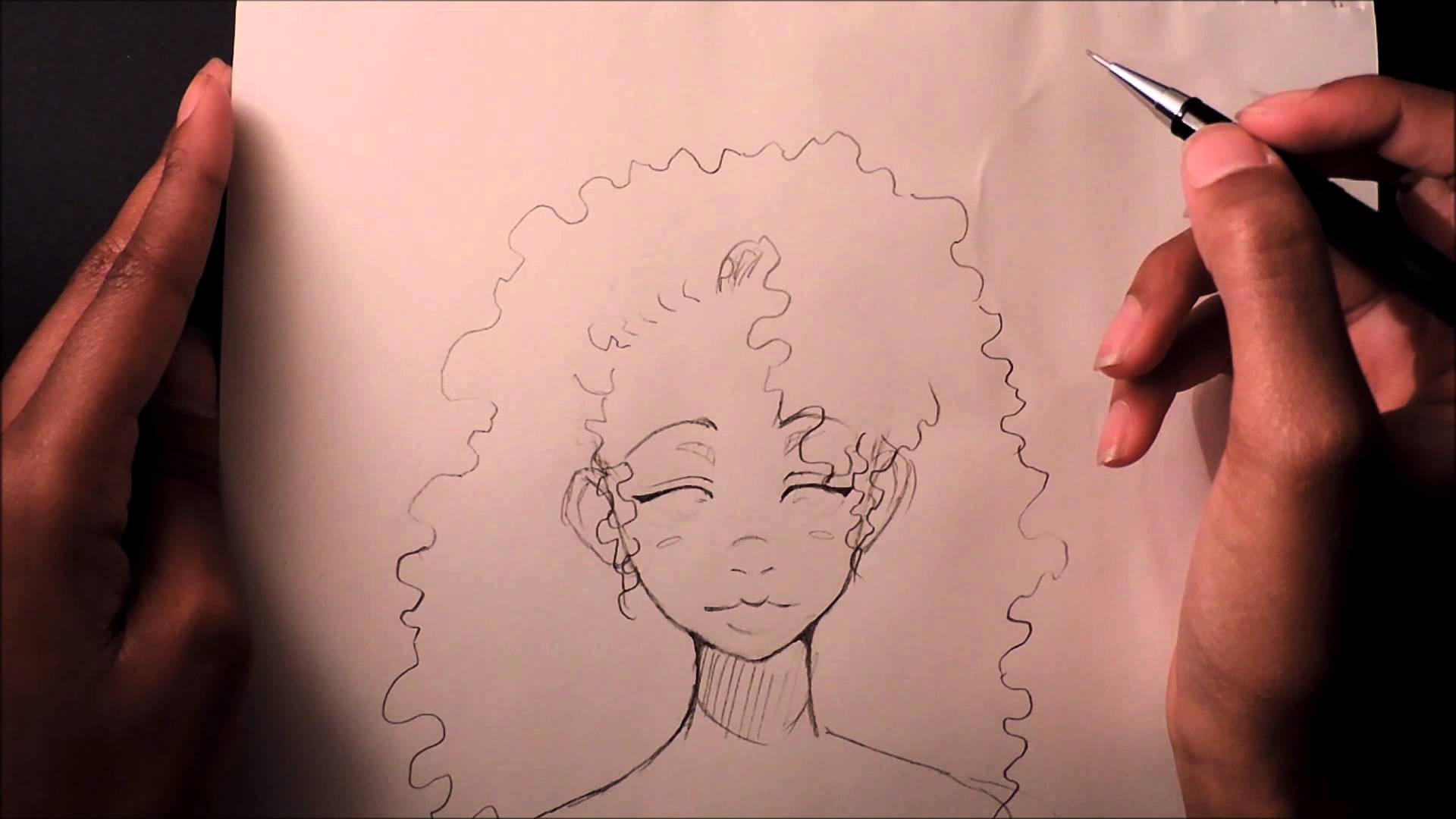 Cartoon Curly Hair Sketch From The Side How To Draw Hair for Adult