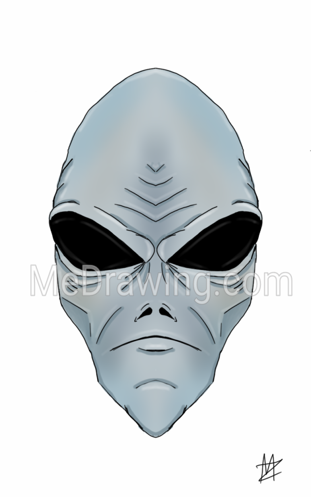 640x1024 Alien Head Drawing.