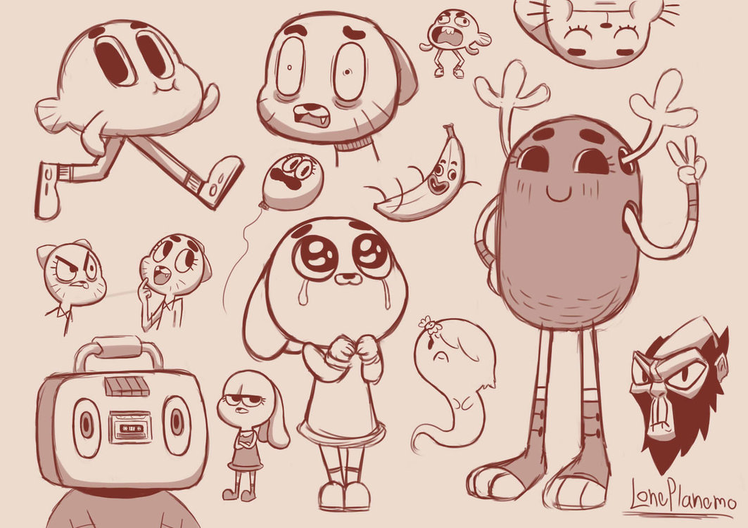 1063x751 The Amazing World Of Gumball Doodles By Loneplanemo.